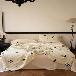 全棉天竺棉印花夏凉被空调被针织纯棉柔软夏季 薄被子单双人可机洗