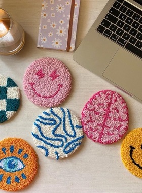 戳戳绣手工DIY杯垫手工冰箱贴材料包送好友创意礼物 punch needle