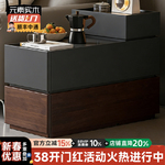 简约现代实木斗柜边柜一体客厅储物柜大容量可移动收纳柜胡桃木纹