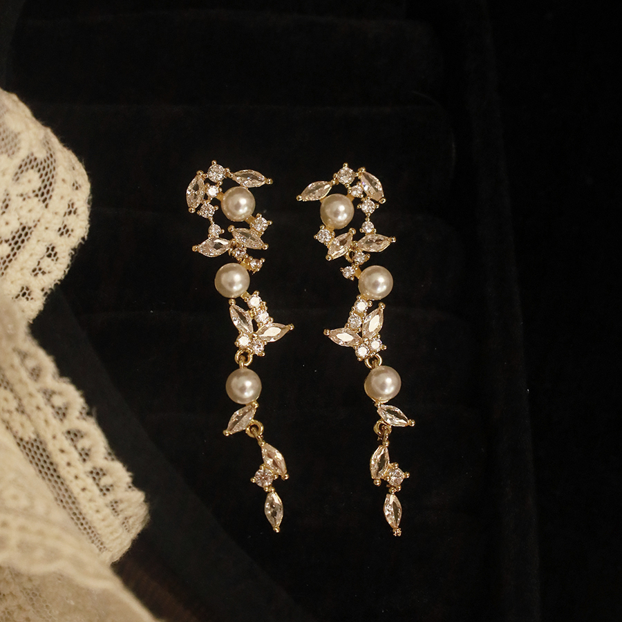 法式宴会爆款长耳钉仿珍珠高级感