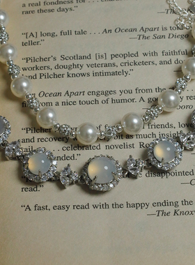 观雾眠 施家珍珠手链女白玉髓锆石手环优雅气质S925纯银车花珠