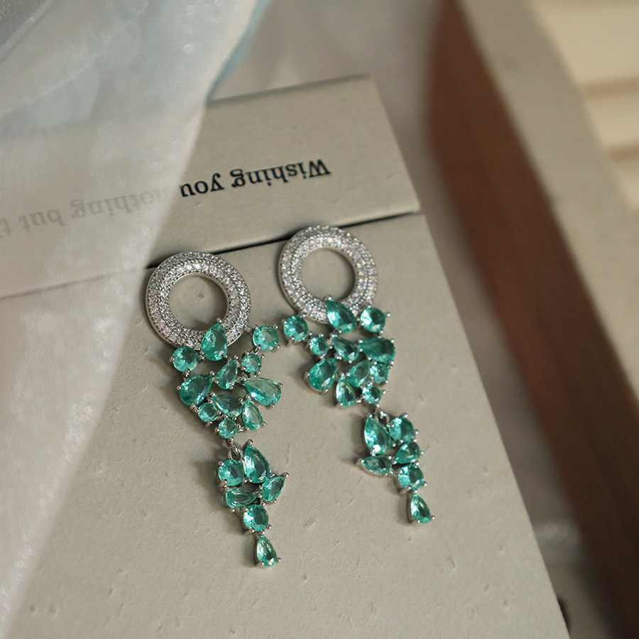 蓝色花海蚊香耳夹镂空耳坠森系个性复古宫廷耳环四季春