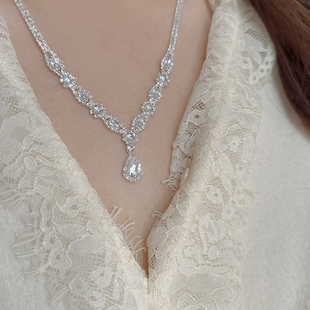 2025新款 满闪水滴流苏项链轻奢小众设计choker锁骨链颈链