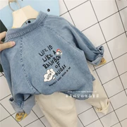 Trẻ em Hàn Quốc 2019 mùa thu mới chất lượng cho bé trai in lại áo cotton giặt áo khoác denim - Áo sơ mi