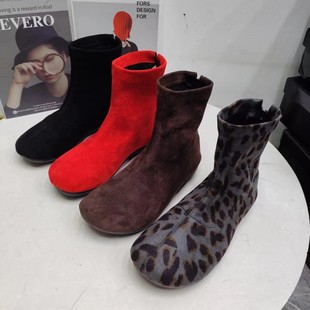 简约绒布马丁靴轻便舒适弹力短靴2023秋季新款时尚百搭休闲女鞋潮