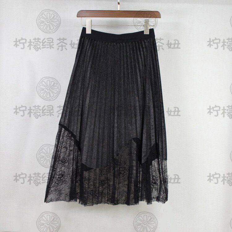现货 2018年冬款女版丝绒蕾丝半裙T1831BQ36