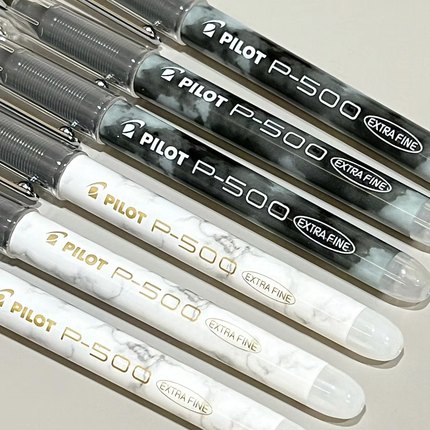 日本PILOT百乐笔P500中性笔考试专用中小学生刷题笔P-500针管式走珠笔水笔0.5学生用黑色官方正品大容量