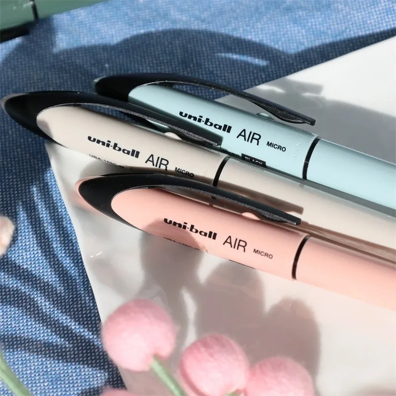 日本uni三菱黑科技笔UBA-188C限定色签字笔直液式水笔uniball AIR自由控墨砂岩冰蓝色商务办公中性笔0.7/0.5
