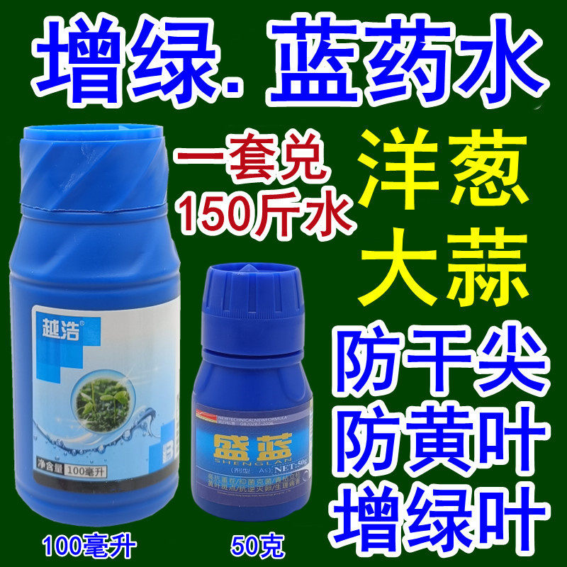 大蒜洋葱大葱防干尖黄叶死苗烂根上色增绿叶专用药蓝色药水浓绿