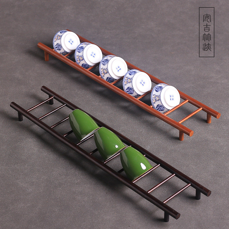 节节高升展示架中式榫卯茶杯架图片