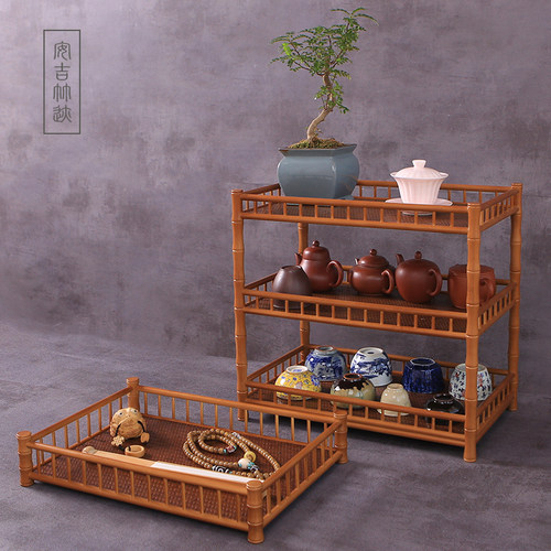 茶棚茶具文玩收纳展示双层茶杯架