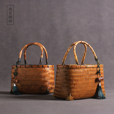 国风新款竹编包气质女士妈妈包