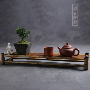 梅鹿竹茶杯收纳架日式单层罗汉晾杯架茶具沥水置物展示架茶道配件