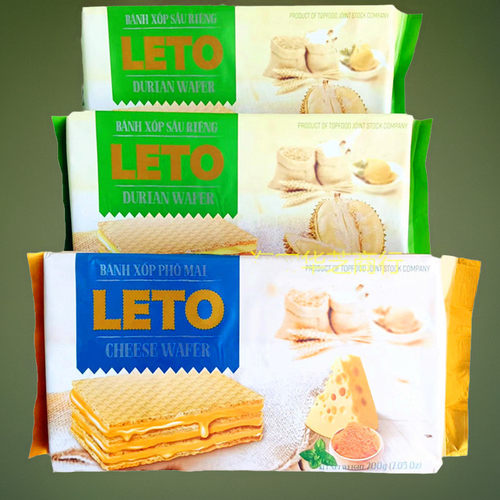 越南榴莲味奶酪威化进口饼干leto