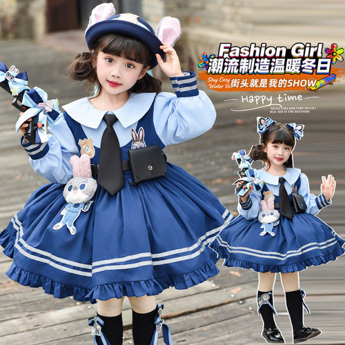 女童朱迪兔子警官春秋套装洛丽塔疯狂动物城儿童cos服装衣服四季