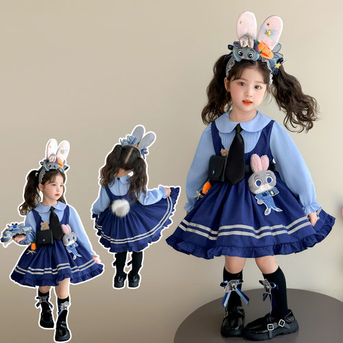 女童连衣裙秋装朱迪兔子警官洛丽塔2025春秋款儿童疯狂动物城cos