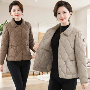 气质翻领棉服外套女式 短款 棉袄 中老年装 妈妈轻薄小棉衣2025新款