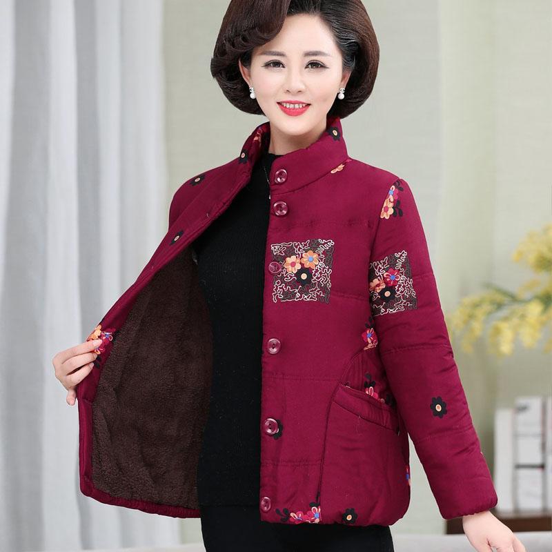 中老年女装秋冬宽松棉服上衣妈妈装冬装加绒加厚棉衣奶奶棉袄外套