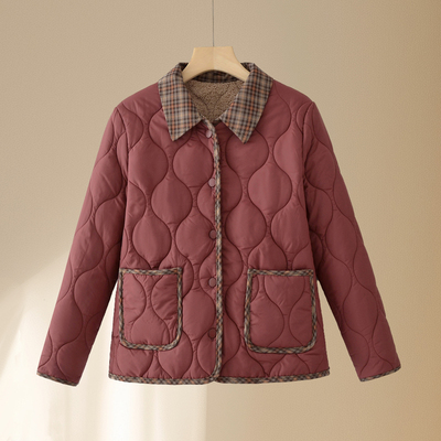 妈妈冬装新款加绒棉衣加厚保暖棉袄中老年女洋气短款翻领棉服外套