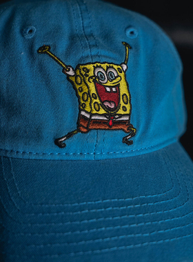 语罐头海绵宝宝SpongeBob 刺绣休闲弯沿帽嘻哈棒球帽百搭派大星