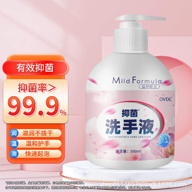 OVDL抑菌洗手液500ml 温和洁净去污泡沫丰富易冲洗樱花香支持