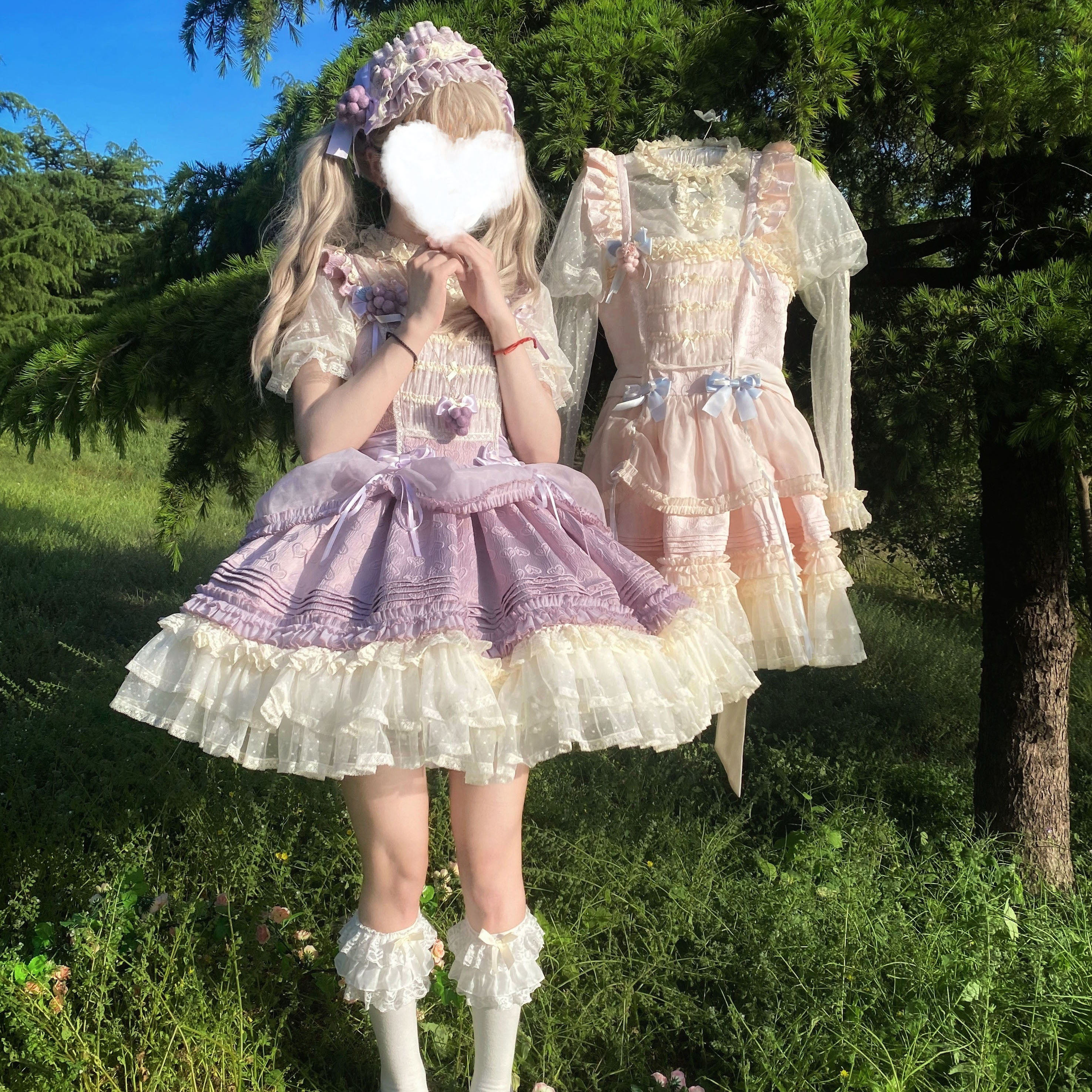 【现货】晚安葡萄脆脆JSK*Lolita粉/紫色连衣裙 晚安熊原创