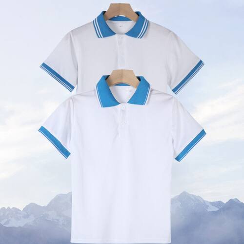 白色浅蓝领夏季短袖学生校服班服