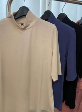 2025新款半高领打底衫长袖高弹秋衣内搭T恤纯色上衣