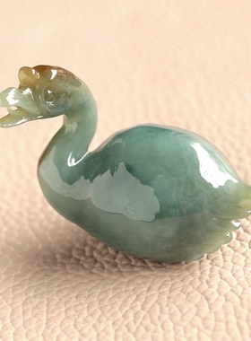 石之富珠宝缅甸天然翡翠A货圆润冰糯种玩件摆件天鹅24.74克