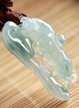 石之富缅甸天然翡翠A货冰种玉吊坠扭转乾坤16.78克