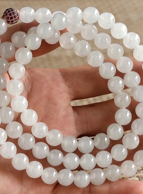 石之富珠宝缅甸天然玉石翡翠A货冰种圆珠项链手链95.48克