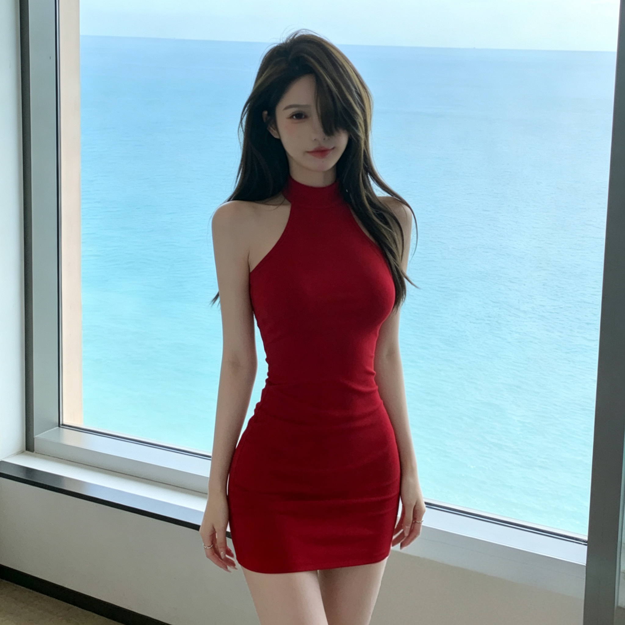 挂脖性感露肩修身显瘦连衣裙女夏辣妹收腰包臀短裙气质百搭背心裙
