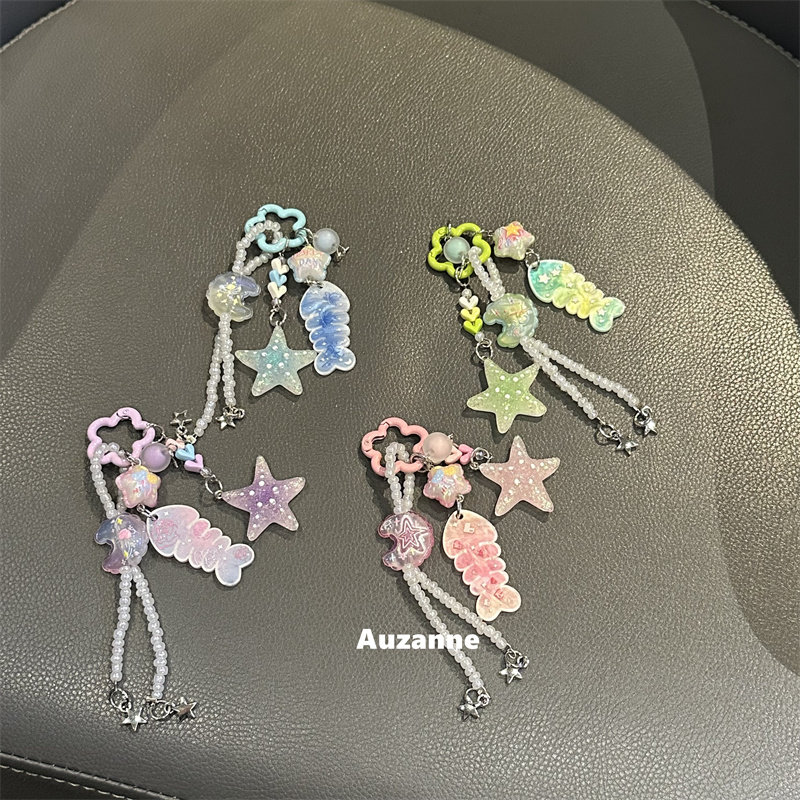 幻彩海星小鱼适用于挂链包包车钥匙挂坠airpods耳机壳挂饰品