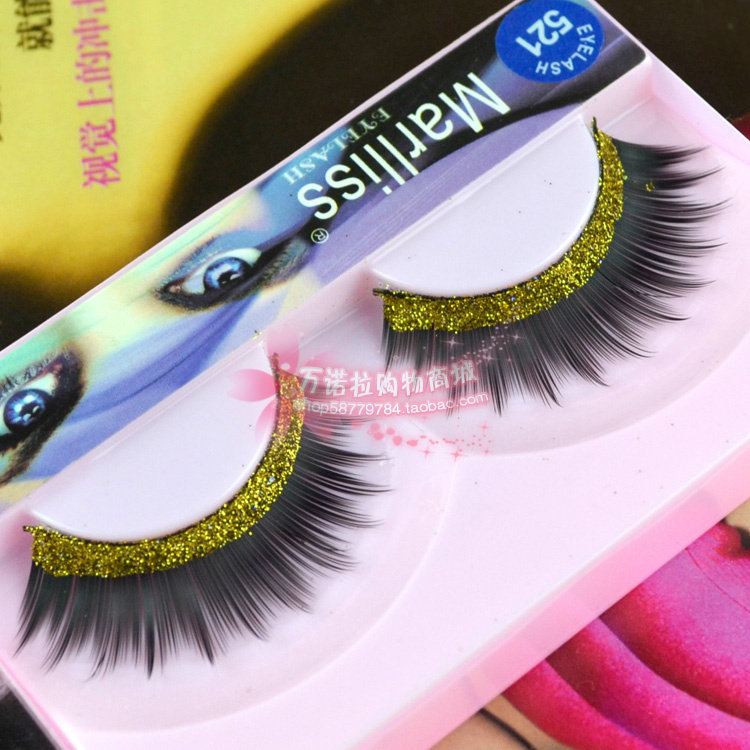 拉丁舞表演化妆师创意写真cosplay夸张浓密金色闪亮假睫毛521
