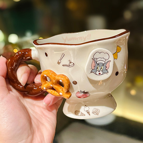 猫和老鼠联名可爱马克杯高颜值女生喝水杯子办公室浮雕高脚早餐杯