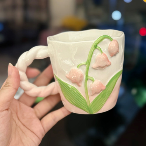 高颜值女生郁金香陶瓷杯子马克杯