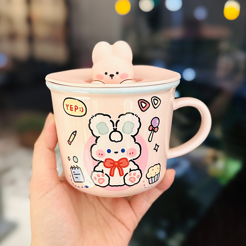 卡通可爱超萌女生陶瓷马克杯