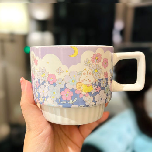 陶瓷可爱少女心可叠放收纳马克杯