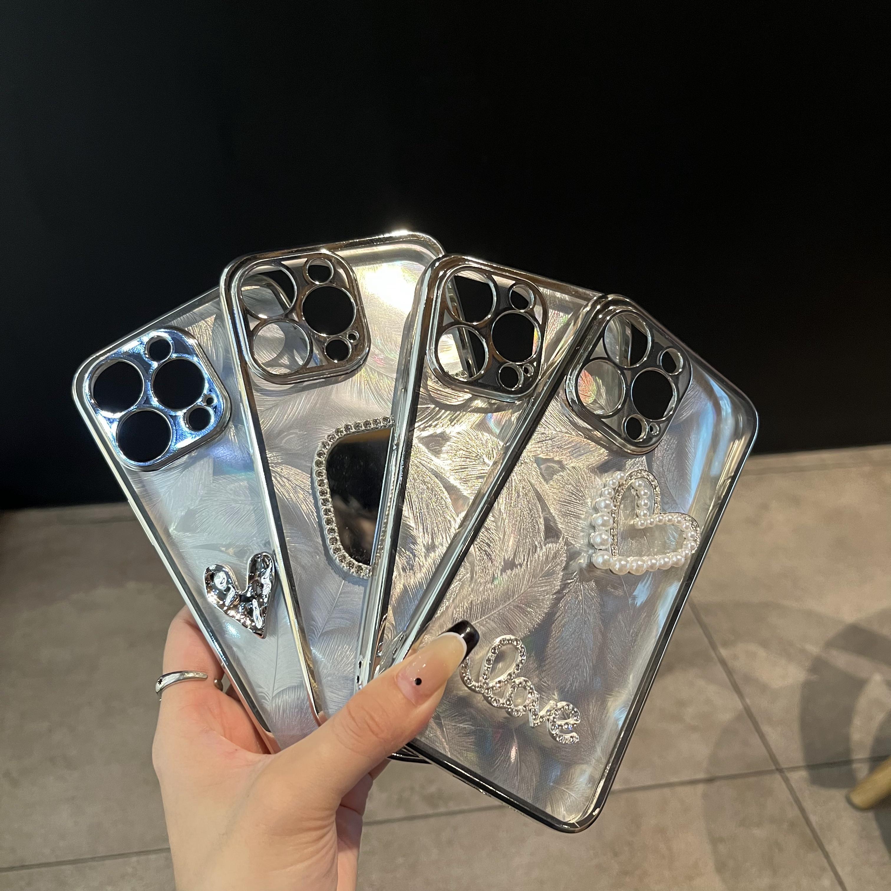 适用VIVO X200 Y300PRO Y52S Y78+ Y36 S19 S20 IQOONEO9补妆镜LOVE心全包精孔防摔电镀羽毛壳手机保护套批发