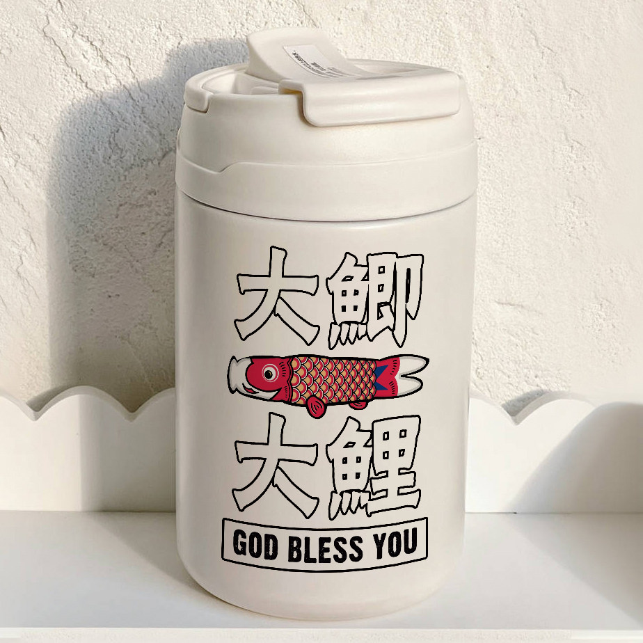 日系可爱动漫蜡笔小新周边保温杯一盖双饮大容量不锈钢吸管水杯潮