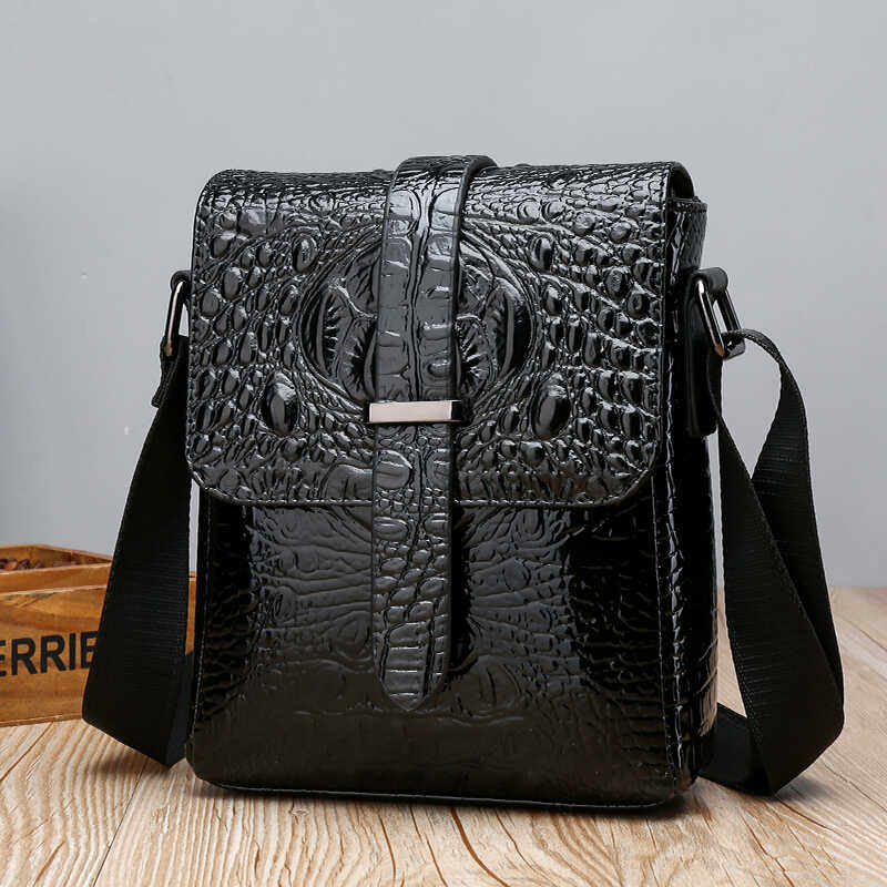 男士正品鳄鱼纹商务斜挎包时尚