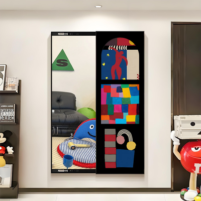 隐藏式全身镜推拉隐形2025新款卧室入户门玄关装饰画穿衣镜镜子画