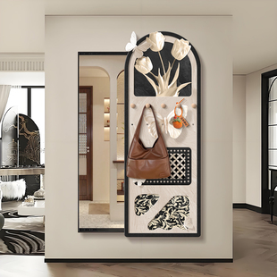 中古风洞洞板穿衣镜装饰隐藏推拉全身镜玄关挂墙极简隐形镜子画