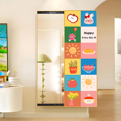 多巴胺隐藏式全身镜装饰画卡通穿衣镜子画可推拉隐形试衣镜挂画