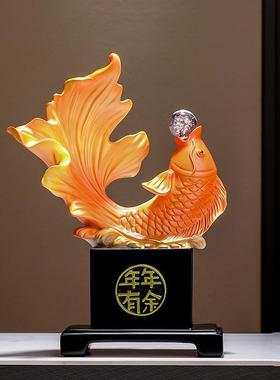 年年有余鲤鱼摆件新中式客厅玄关酒柜电视柜办公室装饰品乔迁礼品