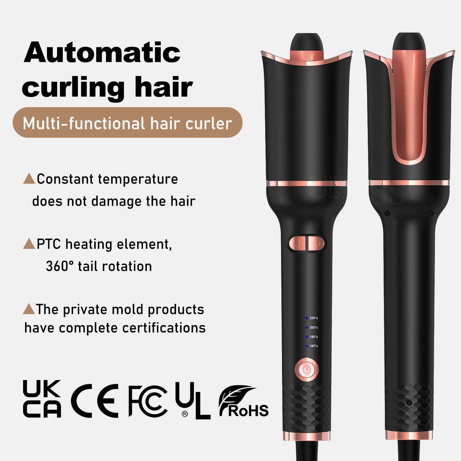 跨境爆款螺旋自动卷发器家用造型波浪卷卷发棒不支持国内自用