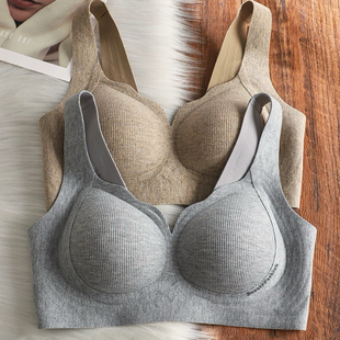 秋冬磨毛无痕舒适内衣女士薄款 大胸显小收副乳防下垂无钢圈文胸罩
