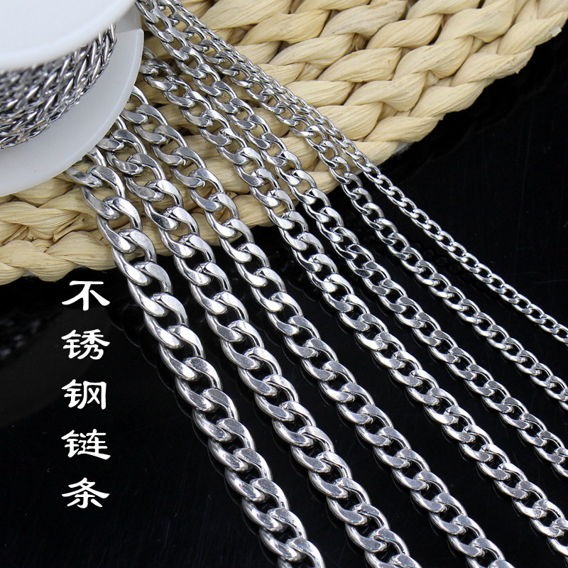 BNK不锈钢链条 扁磨边麻花侧身链子 钛钢diy手工箱包饰品宠物链条,饰品/流行首饰/时尚饰品新,链条,淘宝优惠券,粉丝福利购,淘宝优惠卷