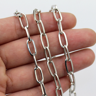 电镀白K铁链 不锈钢方型链O长链5.5*7mm 小宠物链条手工吊物链子