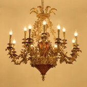 楼吊灯 宫廷复古别墅会所复式 法式 全铜奢华吊灯卧室客餐厅蜡烛欧式